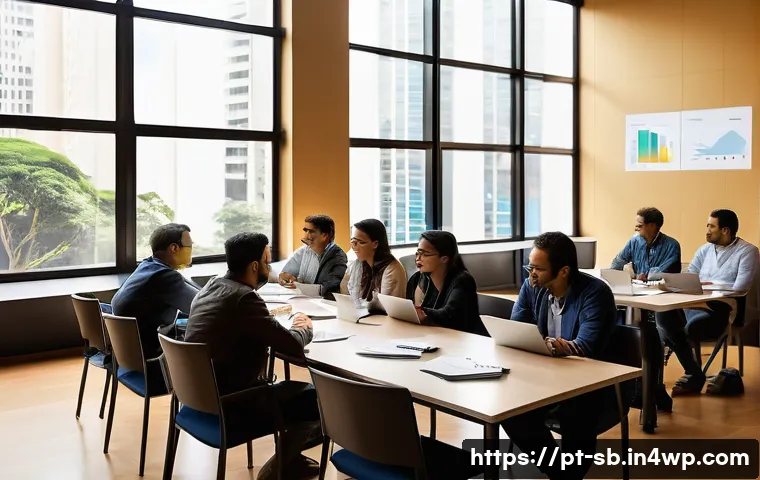 연구 성과의 평가 기준 - A modern academic conference scene in S&atilde;o Paulo, Brazil, featuring diverse Brazilian researchers dis...